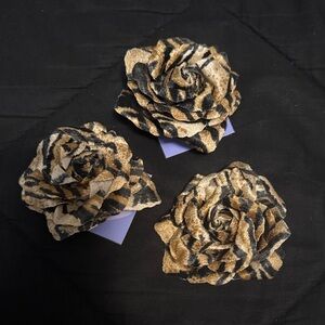 Animal Print Fabric Rose/Rosette Brooches | Set of 3 | Y2K Bag Pins | NWT